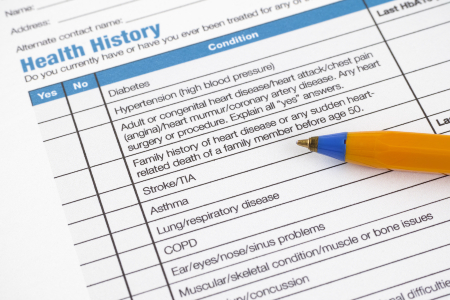 Drug Interaction Health History Form